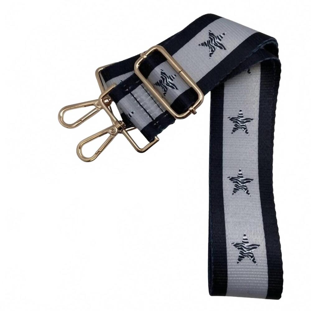 NEW CTHRU women's adjustable crossbody bag purse guitar strap in black grey star